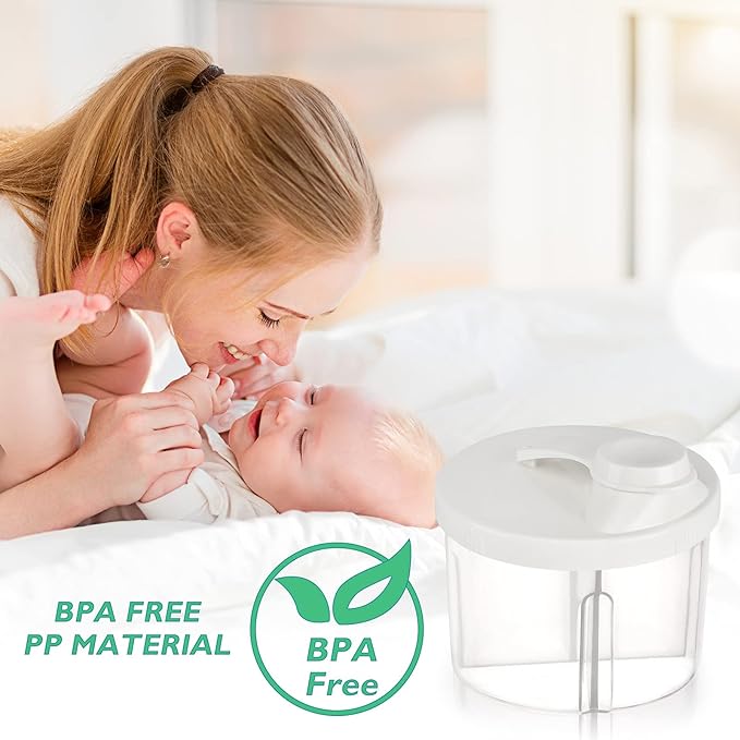 Accmor Baby Formula Dispenser On The Go, Non-Spill Rotating Four-Compartment Formula Container to Go, Milk Powder Kids Snack Container for Infant Toddler Travel Outdoor, White, 2 Pack