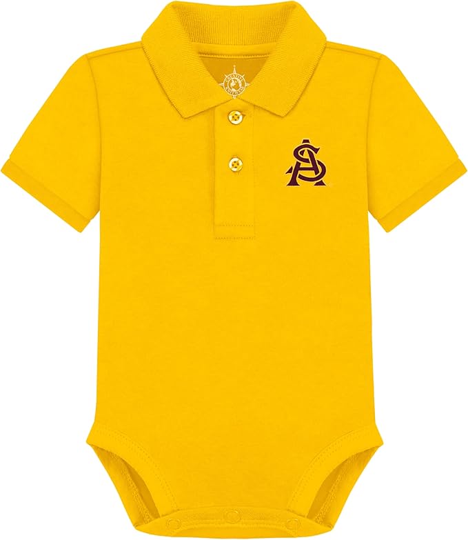 Creative Knitwear College Baby Polo Bodysuit Solid - Team Logo, Multiple Colors, for Boys & Girls (0-12 Months)