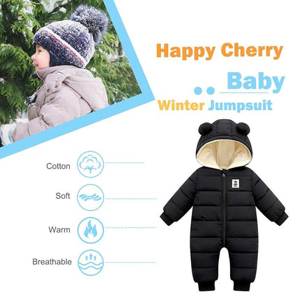 Happy Cherry Baby Snowsuit Winter Coat Warm Hoodie Romper Puffer Jacket