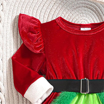 Newborn Infant Baby Girl Christmas Clothes Santa Claus Romper Dress Fur Trim Velvet Jumpsuit Bodysuit Hat Costume