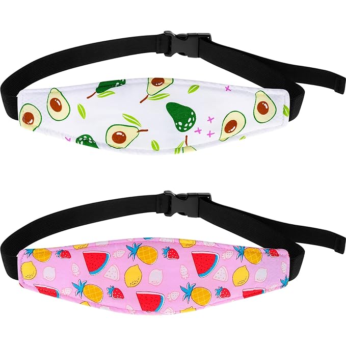 HESTYA 2 Pieces Baby Carseat Head Support Band Strap Headrest Stroller Seat Sleeping Headrest Neck Relief Head Strap Headband for Kids Children Toddler Infant(Fruit)