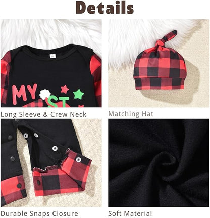 Aalizzwell Infant Baby Boys Girls First Christmas Outfit Xmas Romper Elf Santa Clothes