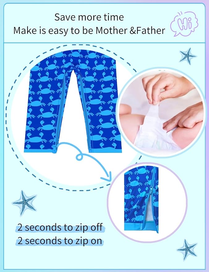 weVSwe Baby Toddler UPF 50+ Sun Protection Rash Guard Long Sleeve Swimsuit with Crotch Zipper