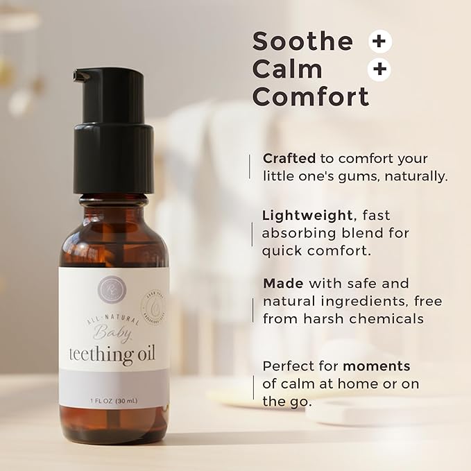 Rowe Casa Organics Baby Teething Oil, Natural Baby Teething Relief with Chamomile and Copaiba, Naturally Relieving and Soothing to Help Ease Discomfort, 1 Fl Oz