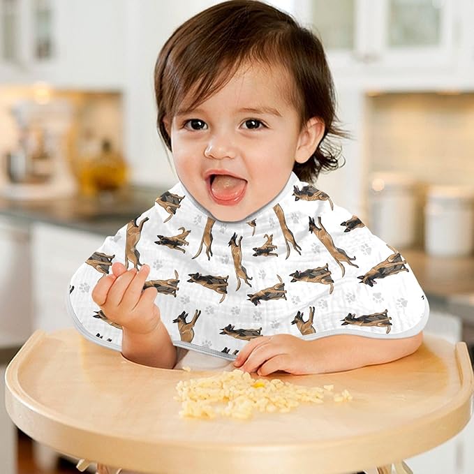 2 Pack Muslin Burp Cloths German Dogs Paw Prints White Cotton Baby Burp Cloths Extra Absorbent and Soft Thick Burping Cloth for Newborn Must Haves 22x11 Inch