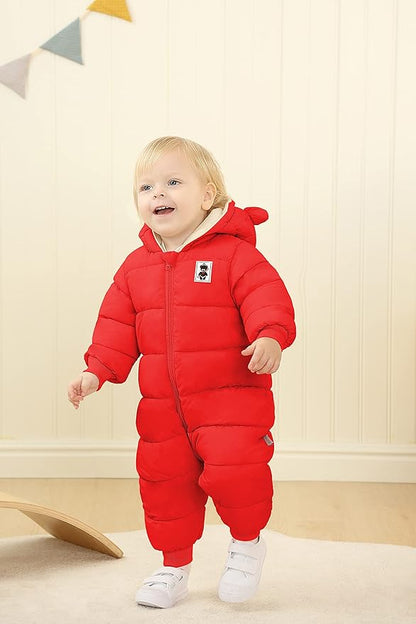 XMWEALTHY Baby Clothes Cute Infant Toddler Snowsuit Warm Newborn Boy Girl Winter Coats Hooded Zip Jumpsuit