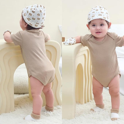Baby Bodysuit 6 Pack Soft Mixed Ribbed Short Sleeve Romper Infant Boy Girl Clothes Set