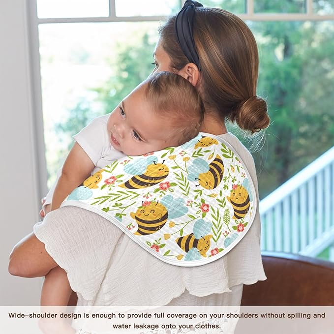 vvfelixl Muslin Burp Cloths Honey Bee Cute Bumble Bee Baby Washcloths for Baby Girl Boys 2 Pack