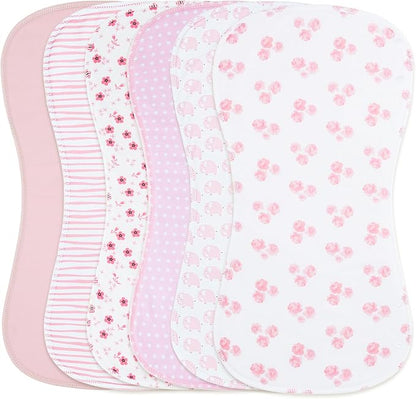 2-in-1 Burp Cloths and Baby Bibs - 6 Pack Large Super Absorbent Soft Cotton Burping Cloths for Spit Up, 3 Layers Thick Baby Burp Rags for Girls & Boys