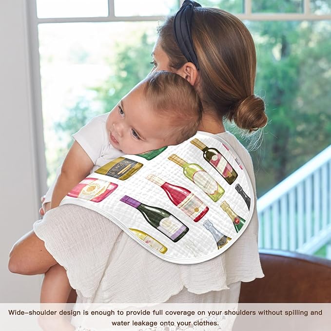 vvfelixl Wine Champagne Bottles Burp Cloths for Baby Boy Girls Baby Washcloths Burp Rags 1 Pack