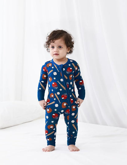 Baby Zippered Rompers Newborn Pajamas Sleepers Long Sleeve Jumpsuits Infant Zipper Romper-Viscose from Bamboo