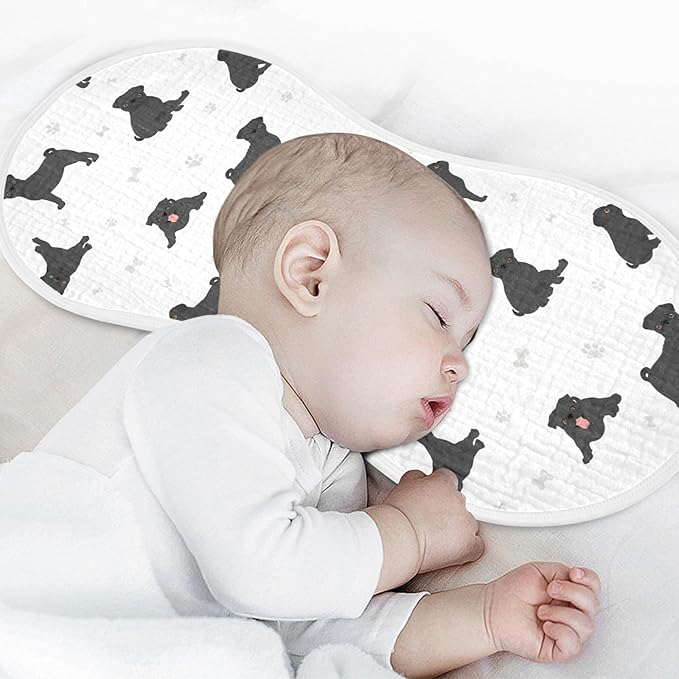 vvfelixl Baby Burp Cloths Black Pug White Baby Newborn Cotton Burping Cloths Set Baby Washcloths 4 Pack