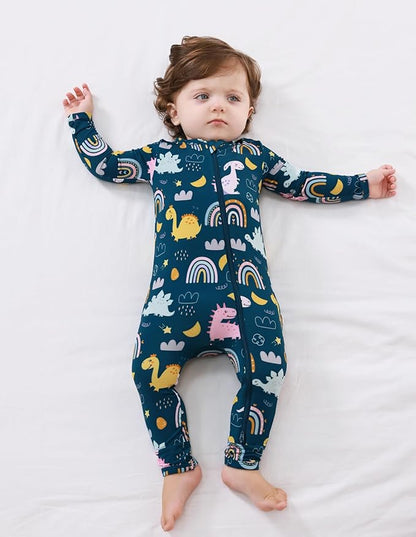 Baby Zippered Rompers Newborn Pajamas Sleepers Long Sleeve Jumpsuits Infant Zipper Romper-Viscose from Bamboo