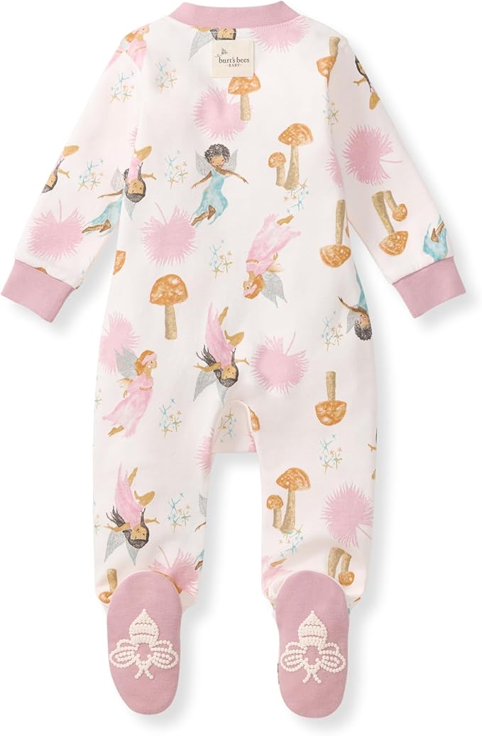 Burt's Bees Baby Girls' Organic Cotton Sleep and Play Footed Pajamas