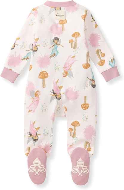 Burt's Bees Baby Girls' Organic Cotton Sleep and Play Footed Pajamas