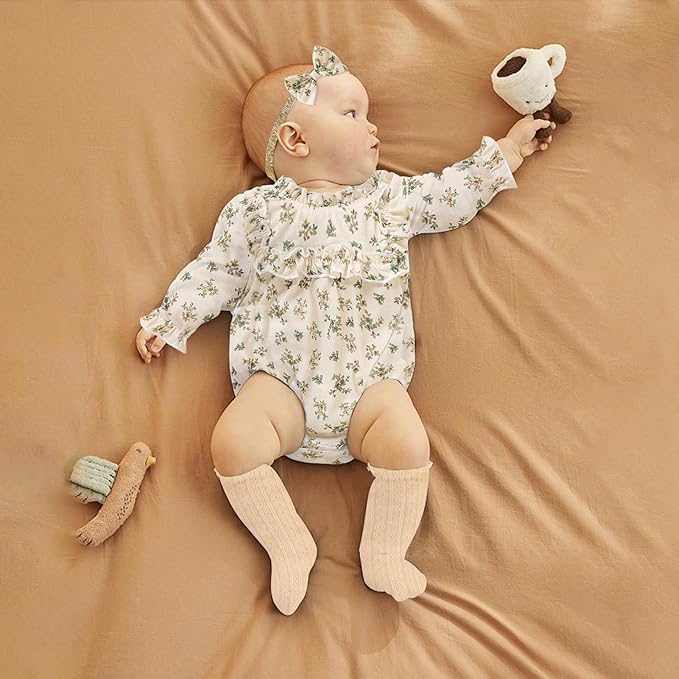 GRNSHTS Newborn Baby Girl Clothes Ruffle Rompers Toddler Fall Outfits for Girls Set Little Girl Fall Winter Clothing