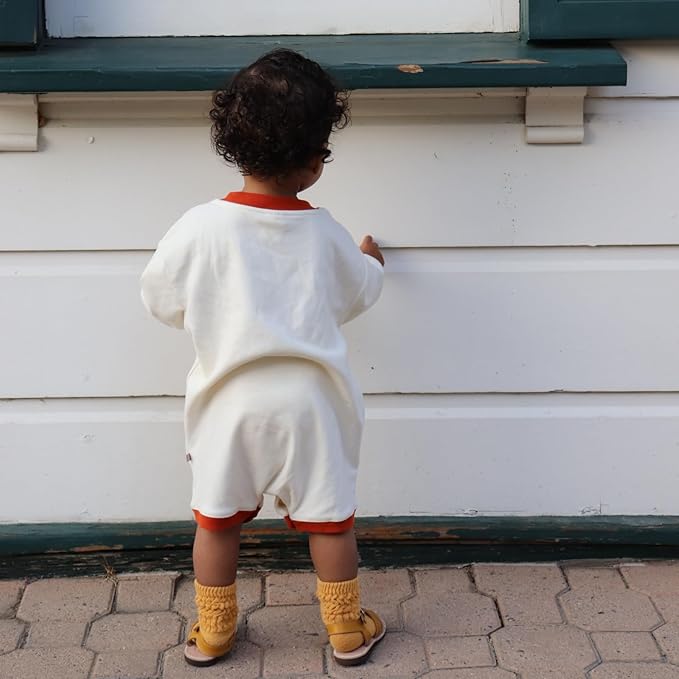 Geneve Oversized Brushed Jersey Romper - Angel Wing Embroidery - Cozy