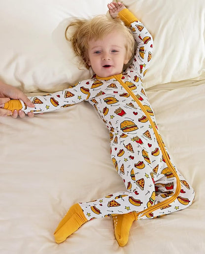 Bamboo Viscose Baby Convertible Footie Pajama, Zipper Pajamas for Baby Boys & Girls, Sleep & Play Footed Pjs