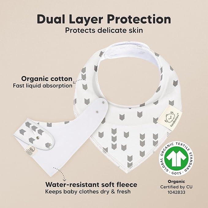 KeaBabies 8-Pack Organic Baby Bandana Bibs for Boys, Girls - Super Absorbent Triangle Baby Bibs for Drooling and Teething Infant, 100% Cotton Extra Soft for Newborn, Infant 0-36 Months (Crossroads)