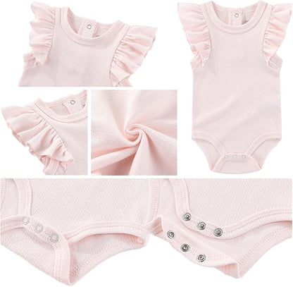 Baby Boy Girl Short Sleeve Bodysuits New Born 100% Cotton Clothes 5-Pack 0-12M