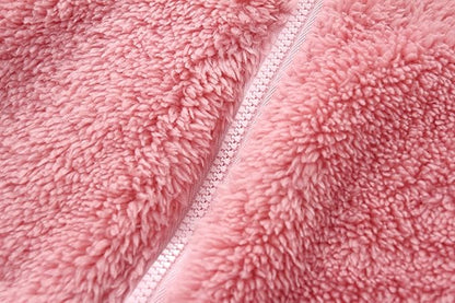 Baby Furry Jumpsuit Infant Bear Onesies Zipper Long Sleeve One-Piece Romper Hoodie Baby Outwear Snowsuit