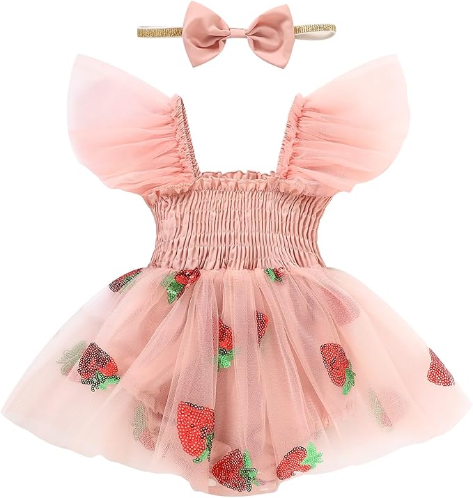 Baby Girl Clothes Infant Tulle Romper Ruffe Sleeveless Bodysuit Baby Girl Outfits Infant Girl Dress 0-18M