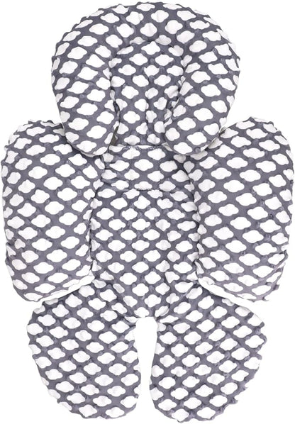 KAKIBLIN Infant Car Seat Insert, Baby Carseat Head & Body Support for Newborn, 2-in-1 Reversible Baby Car Seat Cushion, Soft Stroller Cushion Insert for Car Seats, Bouncer, Strollers, Swing (Cloud)