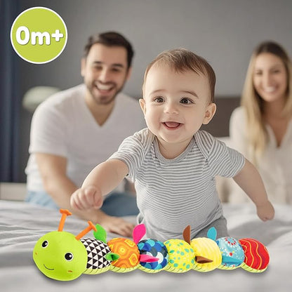 Baby Toys Musical Caterpillar, Infant Stuffed Animal for 0-6 6-12 Months with Crinkle and Rattles, Tummy Time Sensory Toys Newborn Boys Girls Gifts 0 3 6 9 12 Months - Green