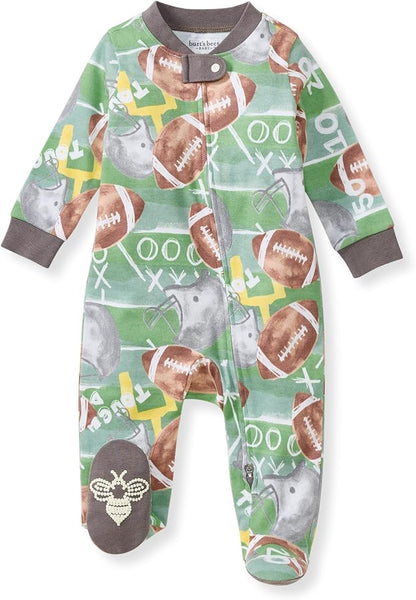 Burt's Bees Baby Boys Sleep and Play PJs, 100% Organic Cotton One-Piece Zip Front Romper Jumpsuit Pajamas