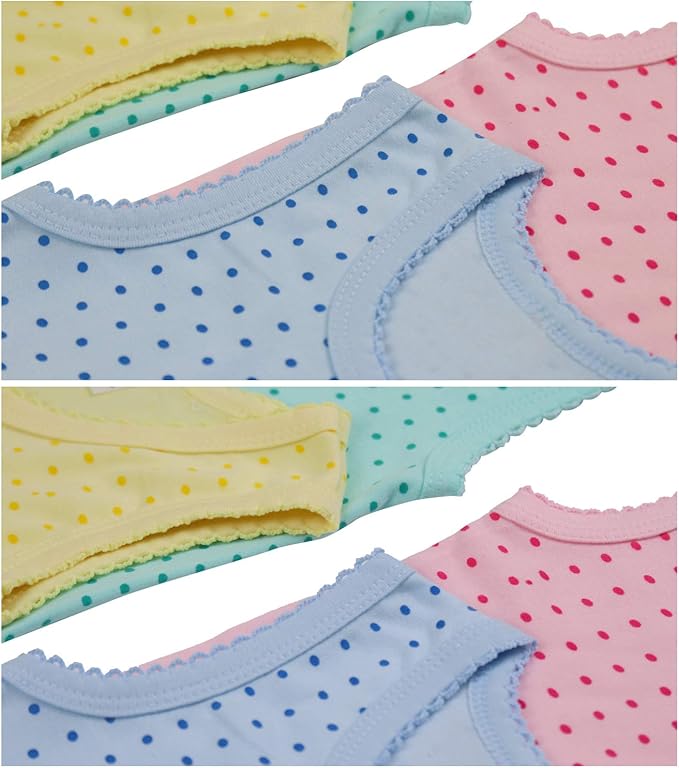 ToBeInStyle Girl's 4 Pack Ruffle Hem Cotton Tank Tops