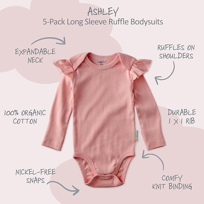 Blake 5-Pack Long Sleeve Bodysuits 100% Organic Cotton Baby Boys & Girls