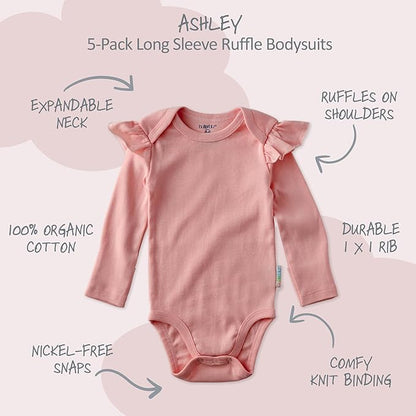 Blake 5-Pack Long Sleeve Bodysuits 100% Organic Cotton Baby Boys & Girls
