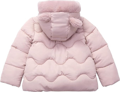 Rokka&Rolla Baby Girls' Water-Resistant Soft Mini Fur Lined Puffer Jacket for Newborn Infant Toddler (6-24M, 2T-5T)