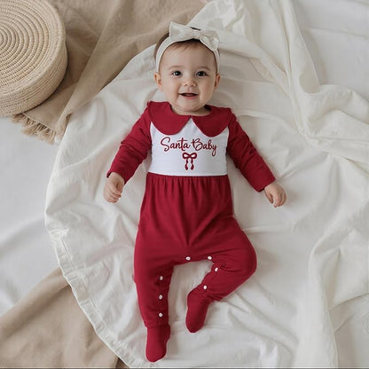 Gaono Newborn Baby Girl Romper Waffle Knit Striped Long Sleeve Doll Collar Heart Bow Jumpsuit Bodysuit Fall Winter Clothes