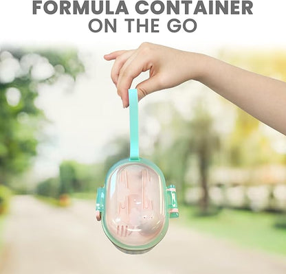Lulyboo Baby Formula Milk Powder Container - Travel-Friendly, Airtight Storage with Scoop & Spork, Compact BPA-Free, Easy-to-Clean Portable Baby Feeding Accessories (Green)