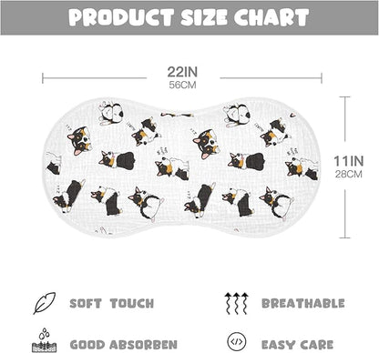 vvfelixl Baby Burp Cloths Pembroke Welsh Corgi Tricolor Dog Seamless Pattern Baby Newborn Cotton Burping Cloths Set Baby Washcloths 4 Pack