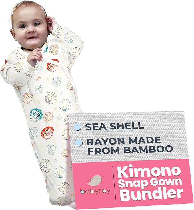 Babysoy Newborn Baby Kimono Wrap Around Snap Sleeper Gown Sack Bundler