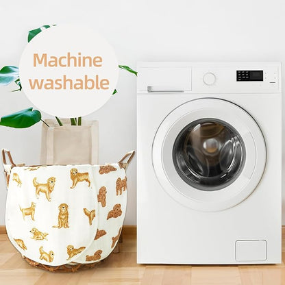 LifeTree Muslin Baby Burp Cloths - 2 Pack 70% Viscose from Bamboo and 30% Cotton Large 22'' by 10'' Absorbent Milk Spit Up Rags - Burping Cloths for Newborn, Girls Boys, GoldenRetriever & PoodleDog