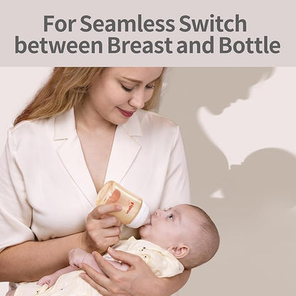 Pigeon PPSU Nursing Baby Bottle Wide Neck, Anti-Colic, Streamlined Body, Natural Feel, Easy to Clean, 8.1 Oz(Pack of 2), Includes 2pcs M Nipples (3m+)
