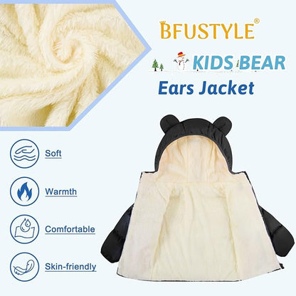 BFUSTYLE Baby Toddler Coat Boys Girls Bear Ear Hooded Puffer Jacket for kids 6M-5T
