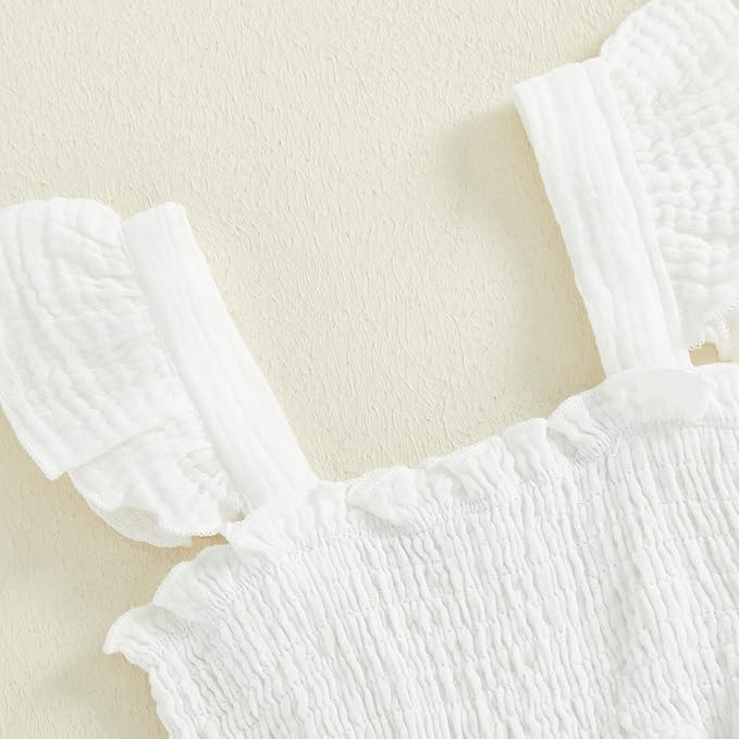 Thorn Tree Baby Girl Summer Clothes Newborn Outfit Ruffle Romper Infant Baby Dress Bow Headband Solid Cute Outfits Girls