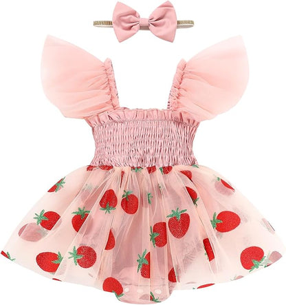 Baby Girl Clothes Infant Tulle Romper Ruffe Sleeveless Bodysuit Baby Girl Outfits Infant Girl Dress 0-18M