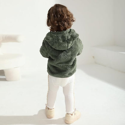 Baby Toddler Boys Girls Fleece Jacket with Hood Zip Up Cute Bear Coats for Infant Boys Girls Fuzzy Jacket with Ear 1-5T