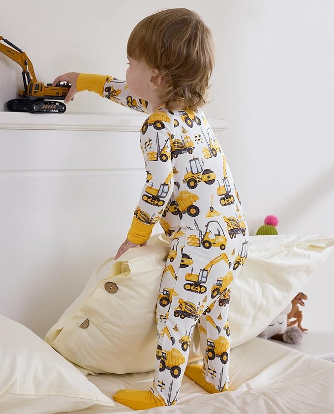 Bamboo Viscose Baby Convertible Footie Pajama, Zipper Pajamas for Baby Boys & Girls, Sleep & Play Footed Pjs
