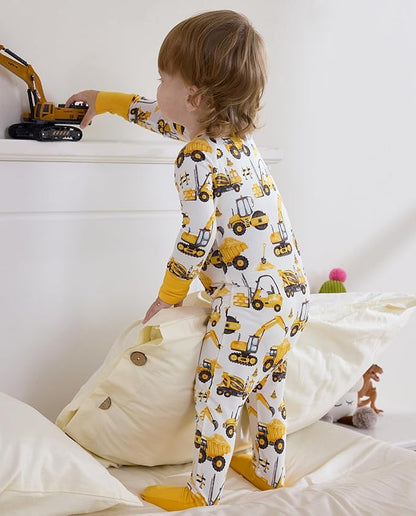 Bamboo Viscose Baby Convertible Footie Pajama, Zipper Pajamas for Baby Boys & Girls, Sleep & Play Footed Pjs