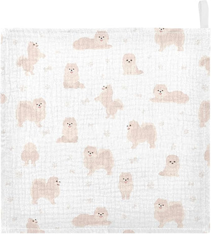 vvfelixl Baby Cotton Washcloths Pomeranian German Spitz Infants Bath Towel for Unisex Puppy Face Towels for Newborn, Natural Baby Wipes Delicate Skin, 11.8 X 11.8 inch, one sizex5