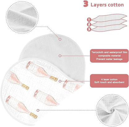 vvfelixl Watercolor Rose Wine Bottle Burp Cloths for Baby Boy Girls Baby Washcloths Burp Rags 1 Pack