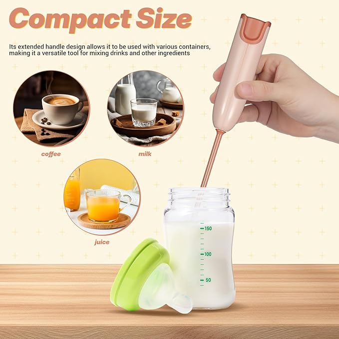 Handheld Electric Baby Formula Mixer with 2 Stirring Sticks, Portable Small Drink Milk Powder Mixer for Bottle Protein Powder Coffee Travel Office Home Stirrer Supply