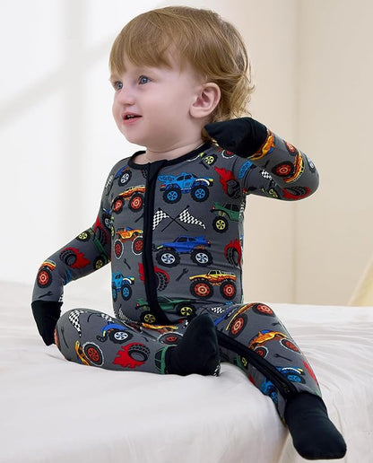 Bamboo Viscose Baby Convertible Footie Pajama, Zipper Pajamas for Baby Boys & Girls, Sleep & Play Footed Pjs