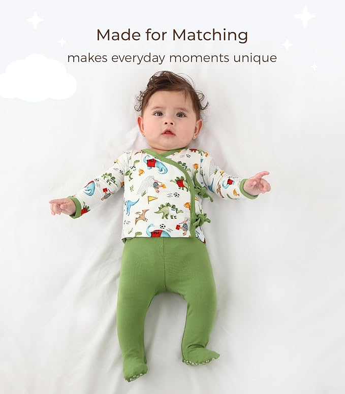 Newborn Baby Girls Clothes-Viscose Made from Bamboo, Long Sleeve Kimono Top and Pants Set Soft Infant Outfits